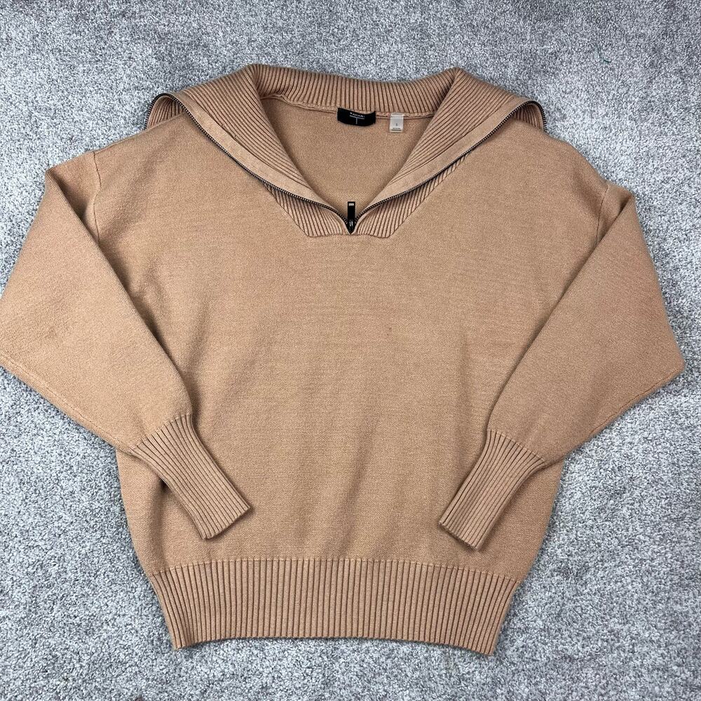 Tahari women's camel quarter zip size small
